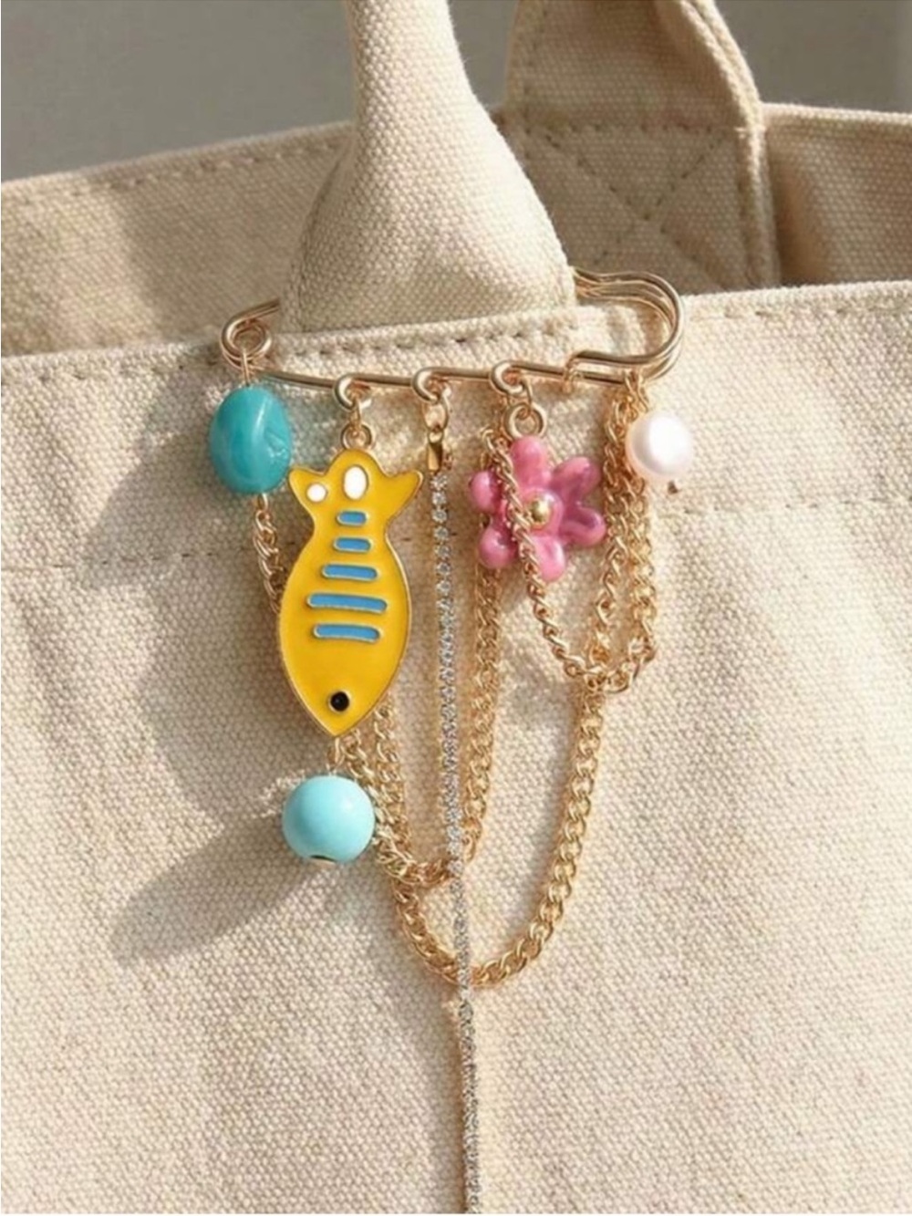 New! New Gold Coastal Fish Safety Pin Brooch NWOT 3039